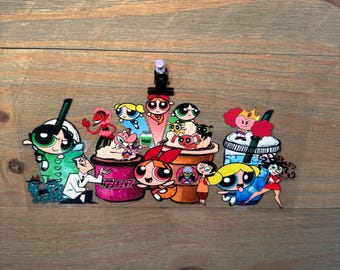 Powerpuff Girls Coffee Drinks | Disney Kids 16oz UV DTF Cup Wrap – Waterproof Permanent Decal for Libbey Glass Tumblers & Cups | Snowglobe