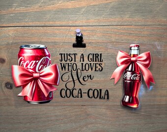 Coca-Cola Bow Coquette Drink | girly| 16oz UV DTF Cup Wrap – Waterproof Permanent Decal for Libbey Glass Cans, Tumblers & Cups