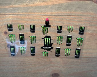 Monster Energy Drink Bow Coquette Drink | girly| 16oz UV DTF Cup Wrap – Waterproof Permanent Decal for Libbey Glass Cans, Tumblers & Cups