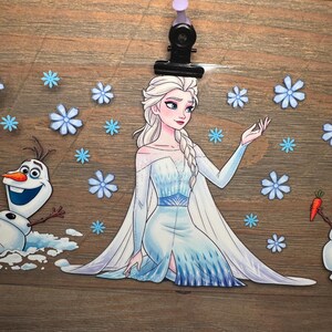 Elsa Frozen Disney Princess | Kids 16oz UV DTF Cup Wrap – Waterproof Permanent Decal for Libbey Glass Cans, Tumblers & Cups | Snowglobe Bild 2