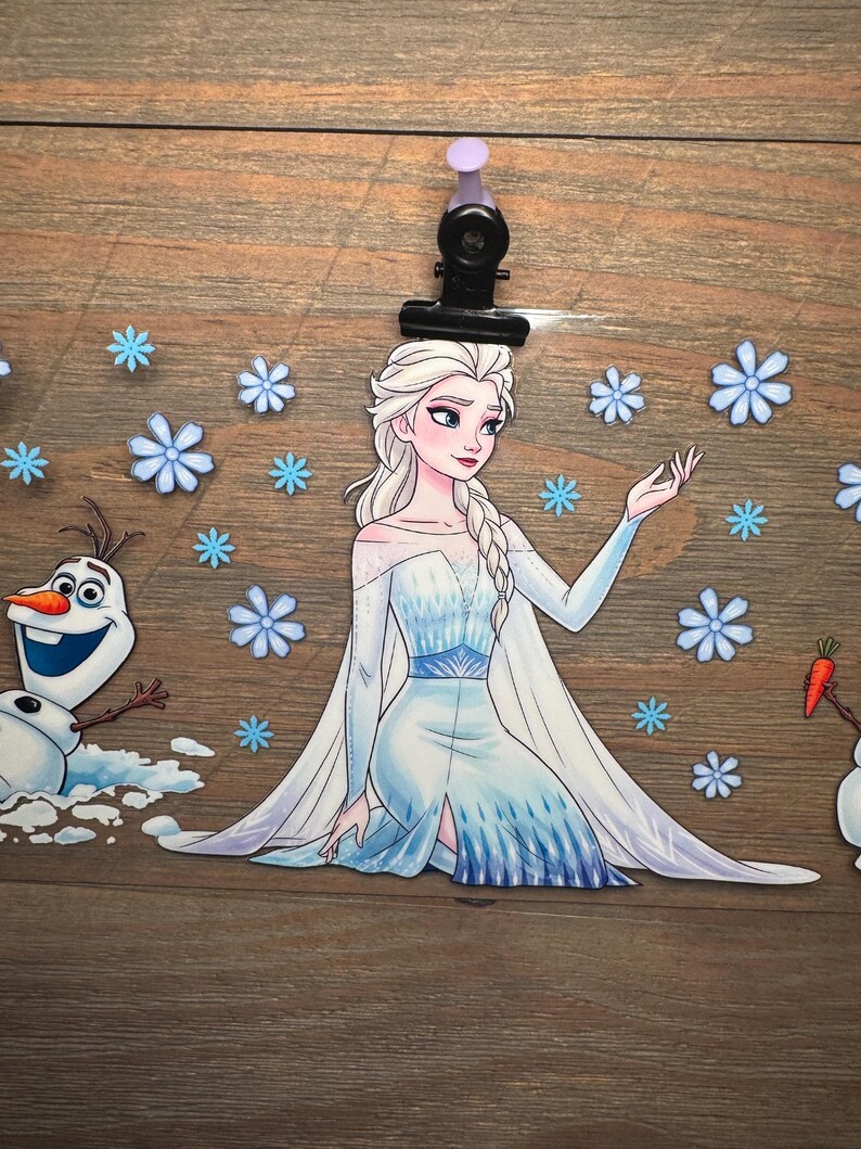 Elsa Frozen Disney Princess | Kids 16oz UV DTF Cup Wrap – Waterproof Permanent Decal for Libbey Glass Cans, Tumblers & Cups | Snowglobe Bild 2