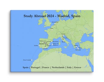 Custom Study Abroad Map (Green/Blue)