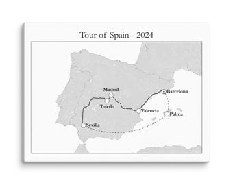 Custom Travel Map (Grey/White)