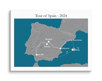 Custom Travel Map (Grey/Dark Blue)