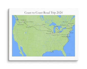 Custom Road Trip Map (Green/Blue)