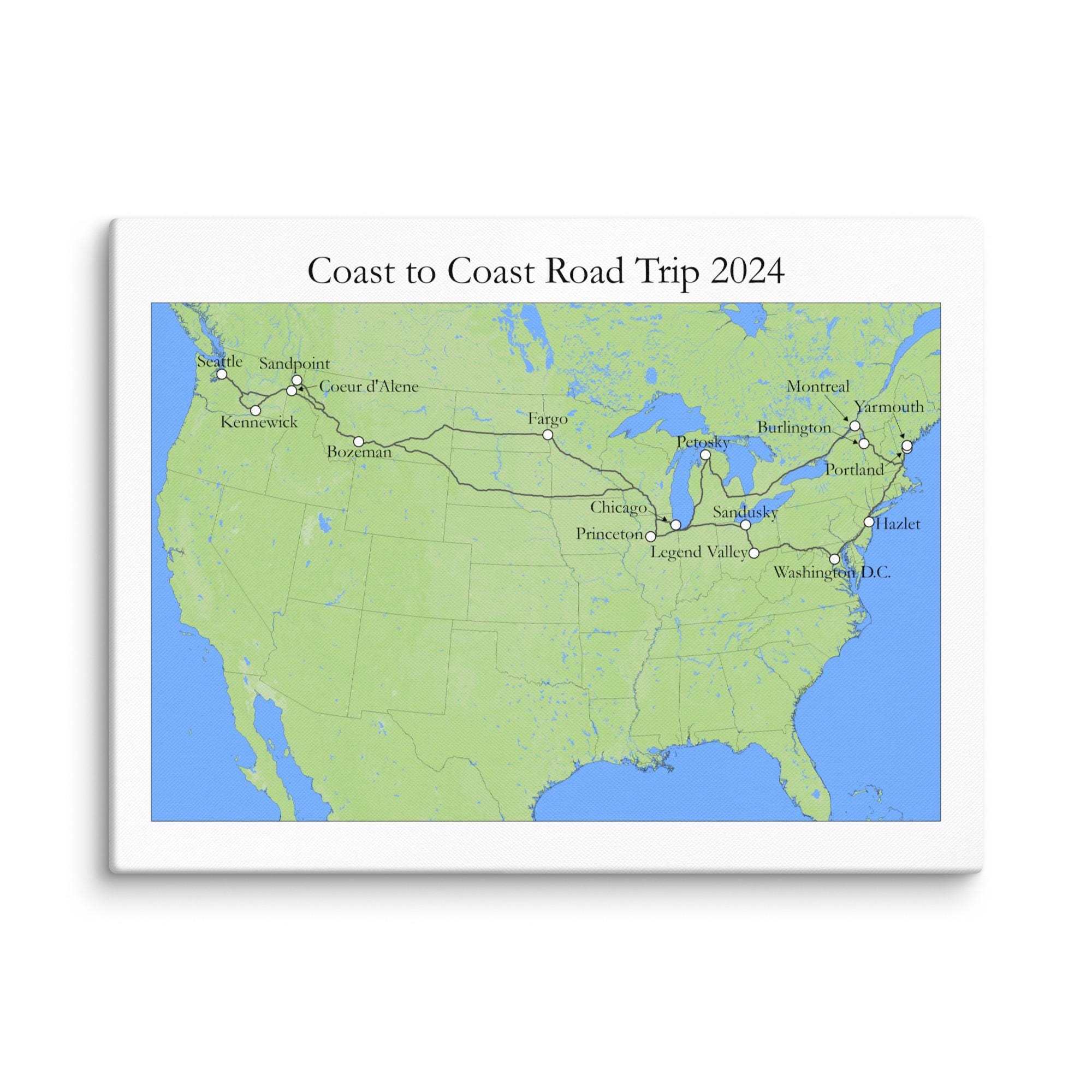 Custom Road Trip Map (grey/white) - Etsy