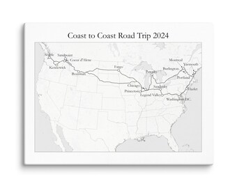 Custom Road Trip Map (White/Grey)