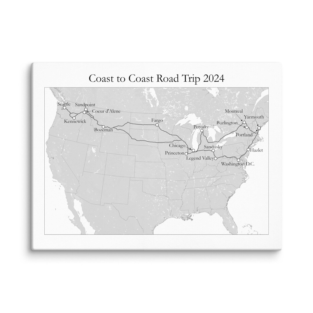 Custom Road Trip Map (grey/white) - Etsy
