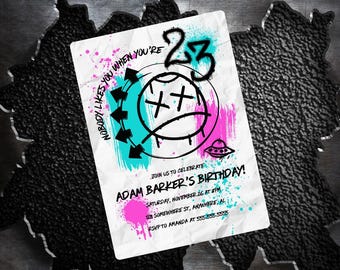 Blink-182 Inspired 23rd Birthday Invitation | Pop Punk Party Invite (Digital Download)