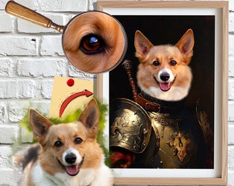 Königliches König Hundeportrait, Renaissance Haustier Portrait, Katzengedenkgeschenk