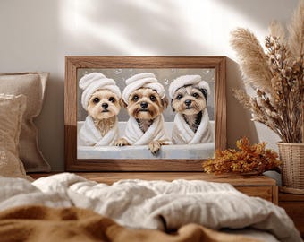 Custom Pet Portrait: Funny Bathroom Art, Unique Pet Lover Gift