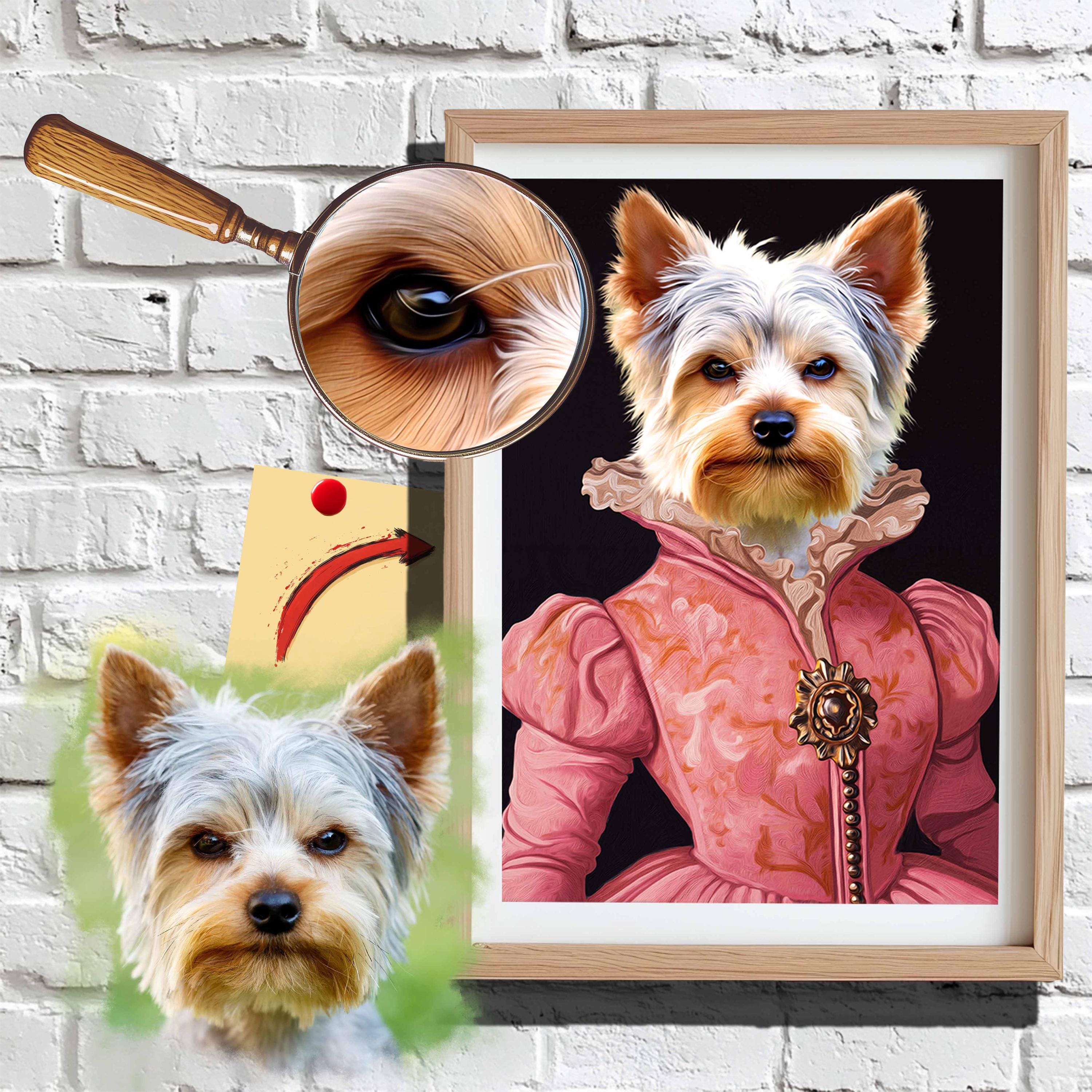 Retrato personalizado de perrita, retrato de mascota real, arte renacentista para mascotas, retrato divertido de mascota, dibujo a partir de una foto, regalo único para mascotas, disfraces para mascotas