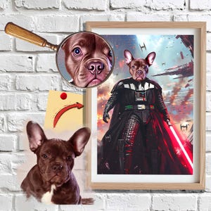 Custom Space Warrior Pet Portrait, Royal Pet Portrait, Star Wars Pet Art, Dog Portrait, Painting from Photo, Unique Pet Gift, Pet Costumes