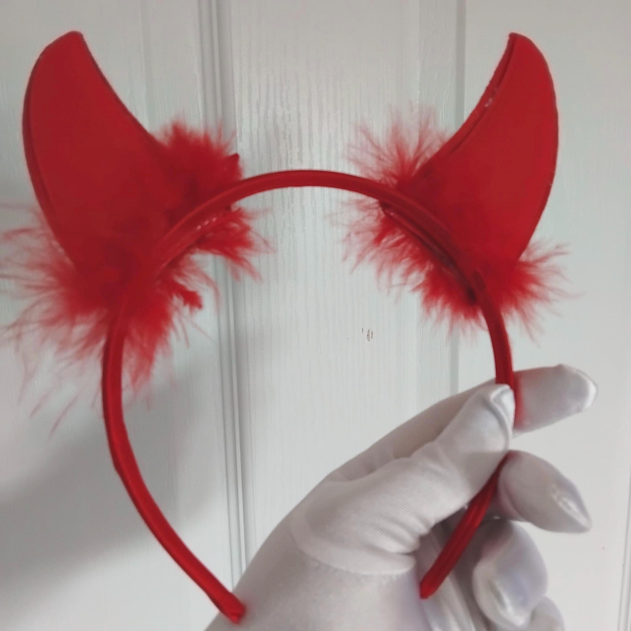 Metallic Devil Horn Headband Adult Red