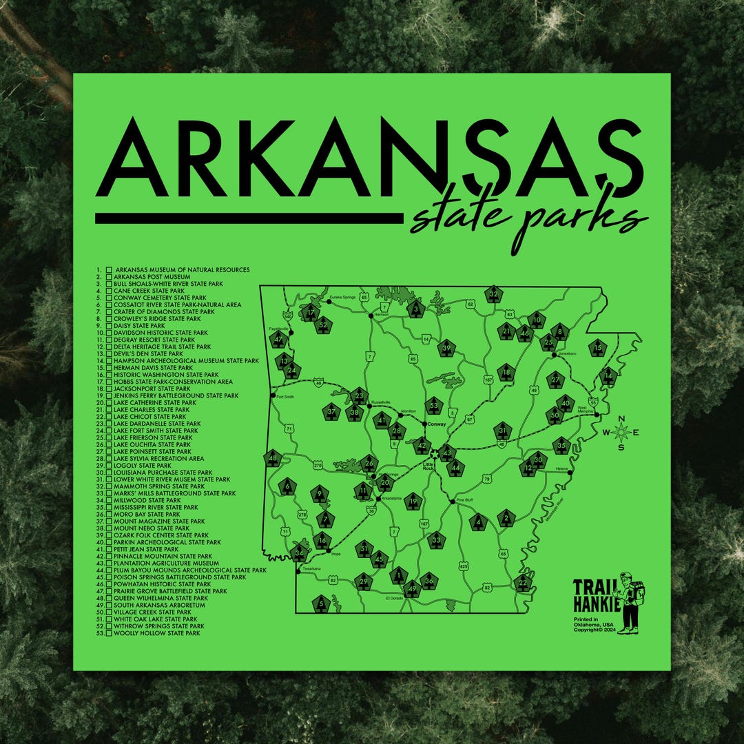 Arkansas State Parks Map Bandana: Hiking Trail Hankie - Etsy