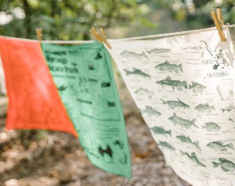 Pick 3 Hiking Bandanas: Camping, Fishing, Tree ID - 100% Cotton