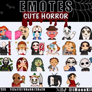 Cute Spooky Halloween Horror Movie Witchy Emote Bundle Pack - Twitch, Discord, Youtube