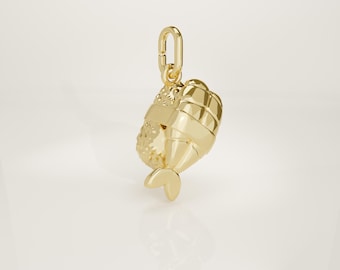 10K & 14K Solid Gold Nigiri Sushi Charm: Handmade Sushi Food Mini Necklace Pendant