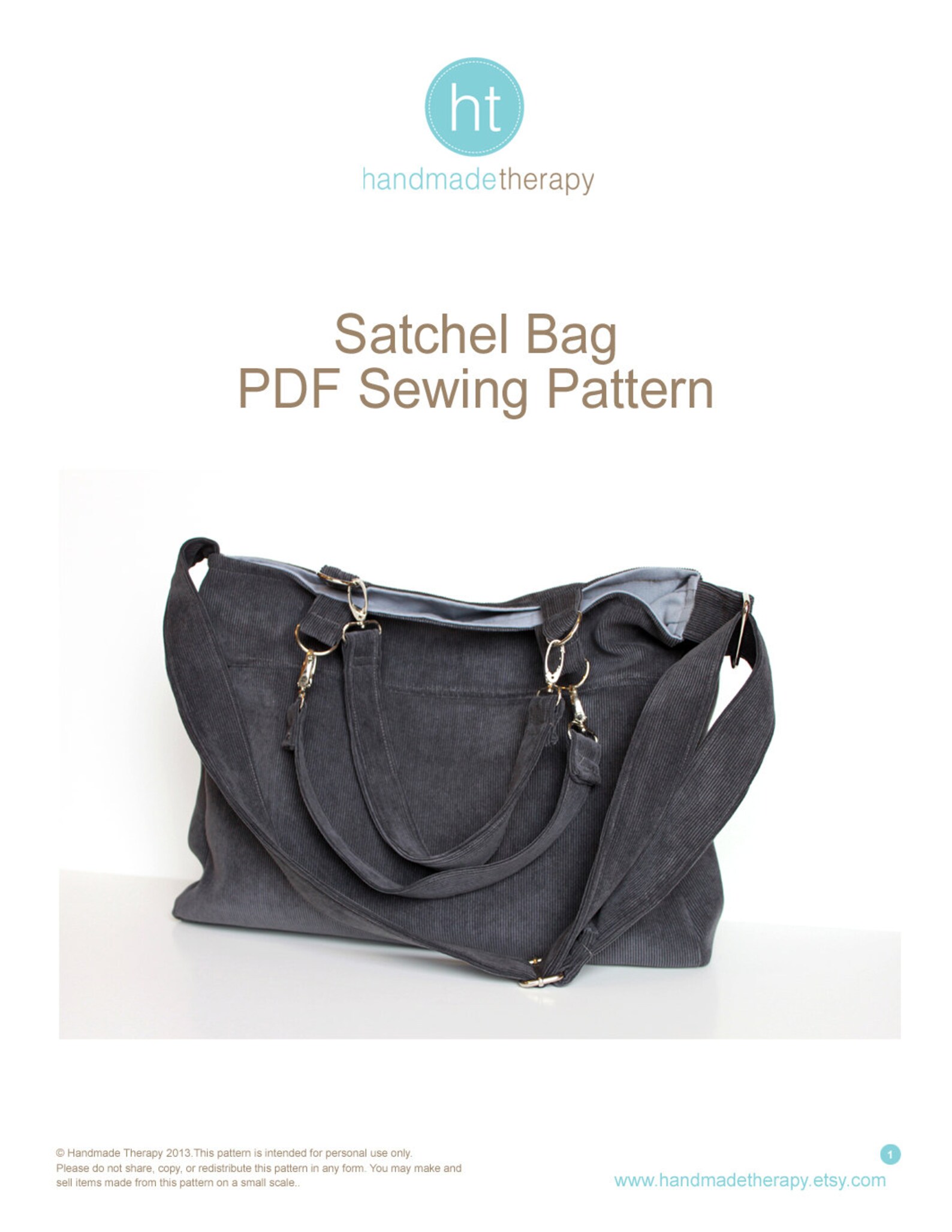Bag Sewing Pattern. PDF Sewing Pattern Satchel Bag. Canvas Etsy