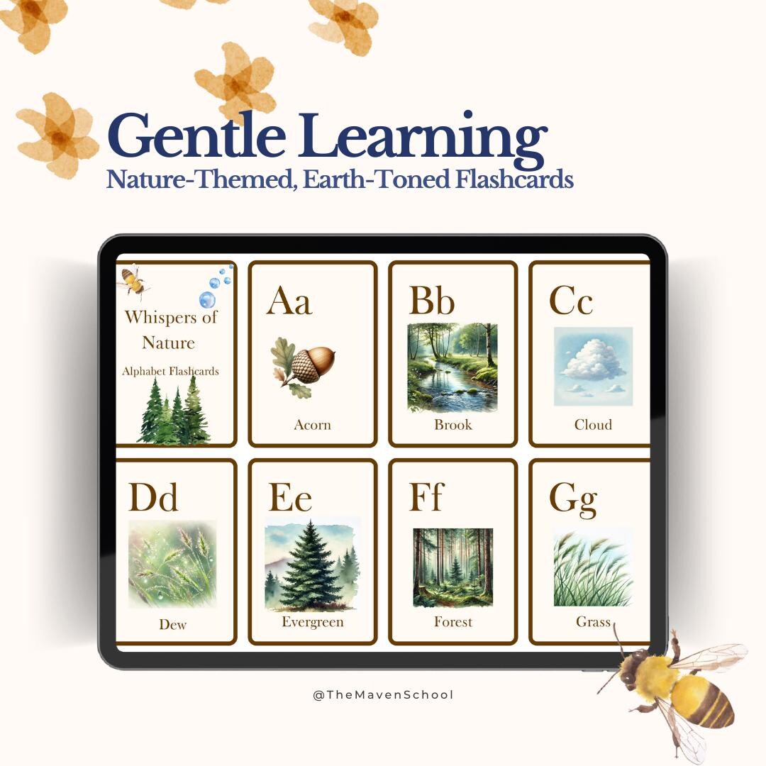 Nature Alphabet Flashcards | Earth Tone Watercolor ABC Cards for ...