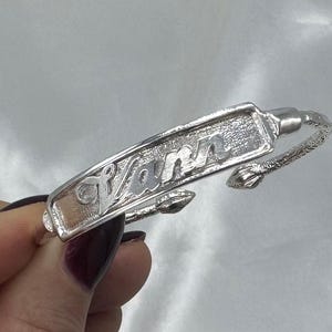 NAME PLATE Baby Bangle .925 Sterling Silver, BABY Bangle Bracelet, Rectangular Shape, 1 piece