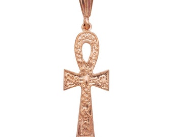 Real Pure Copper Etched Ankh Pendant, Key Of Life Ankh Pendant, Egyptian Jewelry