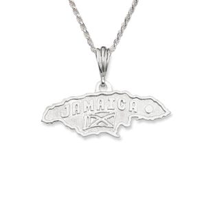 Jamaica Map 925 Sterling Silver Pendant Necklace, Jamaica Country Map, Caribbean Jewelry