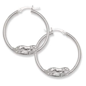 Panther 925 Sterling Silver Hoops, Minimalist Earrings