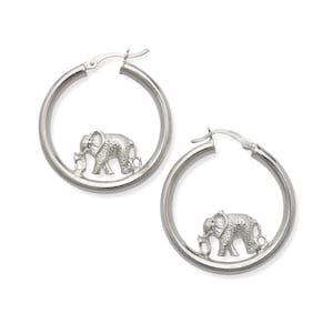 Elephant 925 Sterling Silver Hoops, Minimalist Earrings