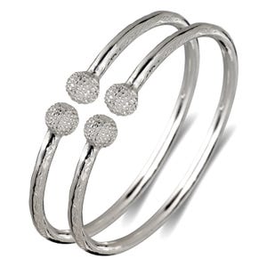 Textured Ball 925 Sterling Silver West Indian Thick Bangles, 78 gr., 1 pair