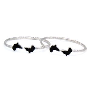 Afrika Karte Enden 925 Sterling Silber Armreif Armbänder w. Emaille Endkappen, 1 Paar