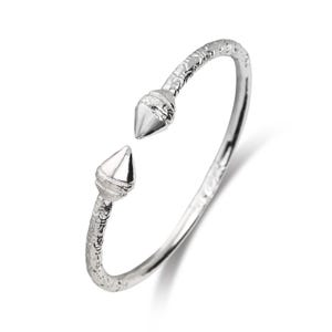Spear Ends .925 Sterling Silver West Indian Thick Bangle for men, women, 1 piece