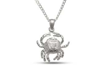 Sterling Silver Crab Pendant, Handmade Vintage Jewelry