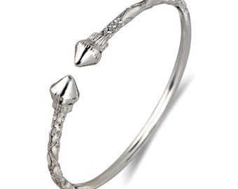 Cone Ends .925 Sterling Silver West Indian Bangle 23.8 Grams, Bangle Bracelet, 1 piece