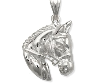 Solid 925 Sterling Silver Horse Pendant Necklace
