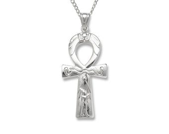 Collier pendentif Ankh Clé de vie en argent sterling 925, breloque pendentif symbole croix égyptienne