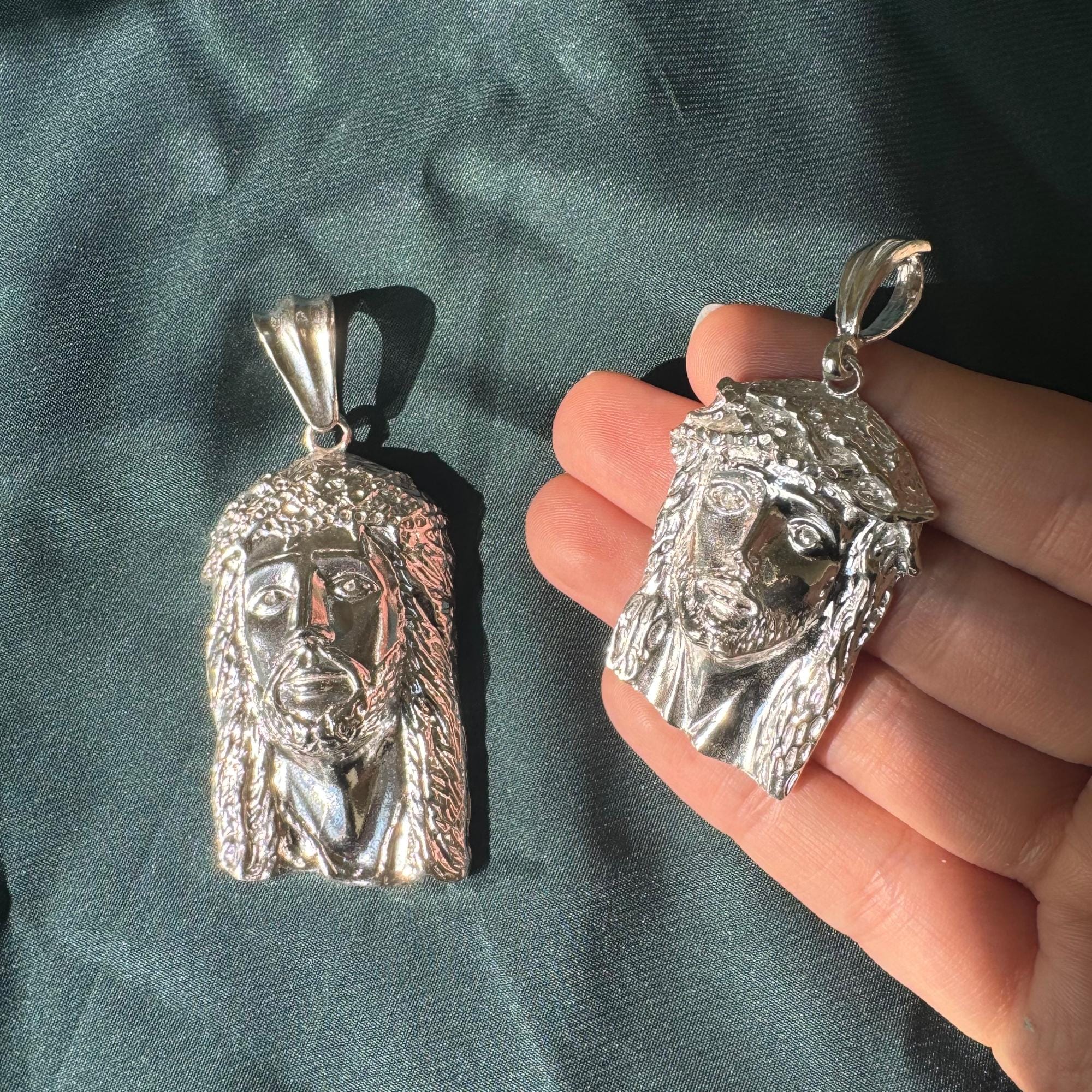 Silver Jesus Piece - Etsy Silver Jesus Piece - Etsy