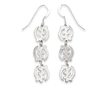 925 Sterling Silver Gye Nyame Dangle Earrings, Adinkra Symbol, African Statement Jewelry