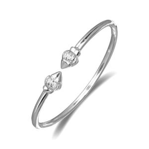 Silver Cuff Bracelet Bangle Carribean Taj Mahal Ridged Arrow .925 Sterling Silver Plain West Indian Bangle, 1 piece