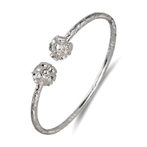 Disco Ball Ends West Indian Bangle .925 Sterling Silver, Bangle Bracelet, 1 piece