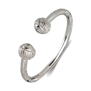 Heavy Ridged Ball .925 Sterling Silver West Indian Bangle, Thick Bangle Bracelet, 1 piece