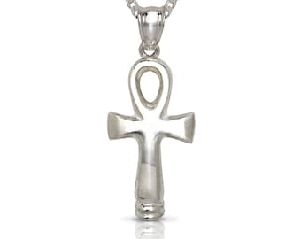 Petit collier pendentif en argent sterling lisse Ankh. 925, breloque pendentif symbole croix égyptienne, symbole de vie