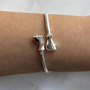 Fist .925 Sterling Silver West Indian Bangle, Caribbean Style Cuff Bracelet, Handmade Silver Jewelry, 1 piece