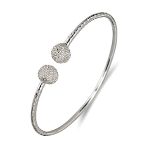 Textured Ball .925 Sterling Silver West Indian Bangle, 1 piece