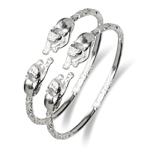 Panther 925 Sterling Silver West Indian Bangle, Intricate Animal Design, Handcrafted West Indian Jewelry, Unique Silver Bangle Set, 1 pair