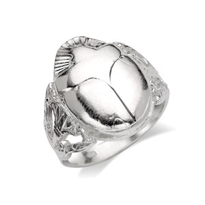 Heavy Egyptian Scarab .925 Sterling Silver Ring, Scarab Beetle Ring, Ancient Egyptian Style Ring