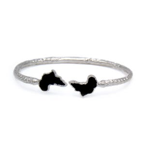 Afrika Karte Enden 925 Sterling Silber Armreif Armband w. Emaille Endkappen, 1 Stück