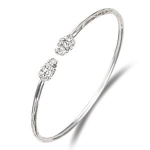 Grape Bunch Ends .925 Sterling Silver West Indian Bangle, Vine Bracelet, 1 piece