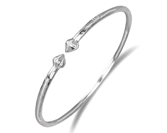 Bracelet manchette antillais en argent sterling massif avec extrémités .925 Bracelet fait main Caraïbes, bracelet gravé gratuit, 1 pièce