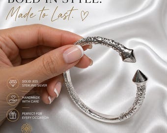 Extra Thick Pyramid 925 Sterling Silver West Indian Bangle, Heavy Cuff bracelet, 1 piece